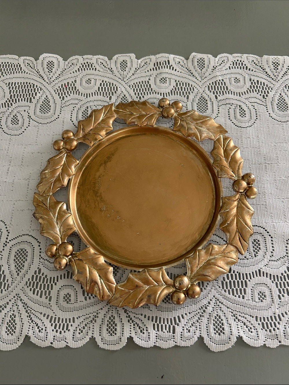 Gold Holly Leaf Decorative Plate - international silver company